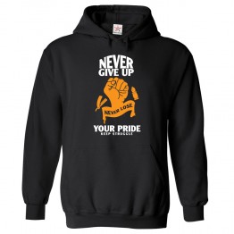 Never Give Up Hand Fist Sign Classic Unisex Kids and Adults Pullover Hoodie								 									 									